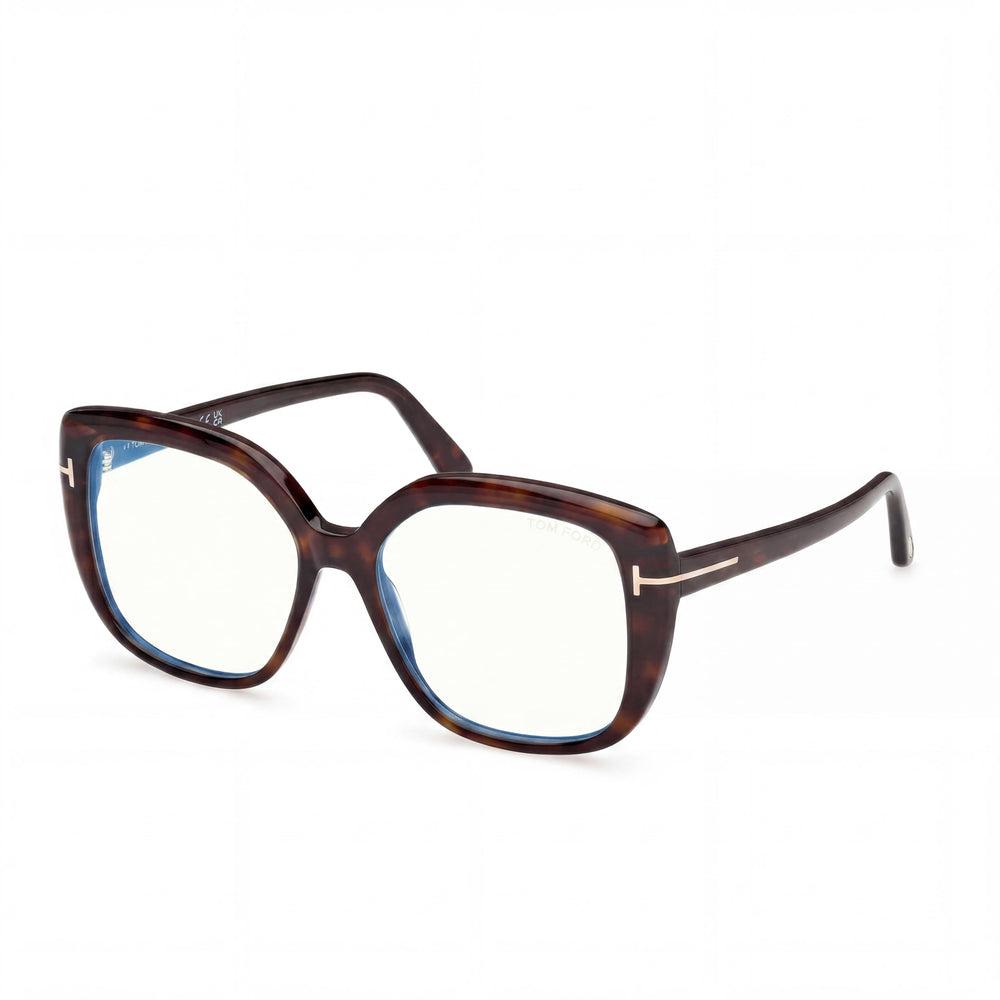 Tom Ford Classic Unisex Blue Filter Plastic Dark Havana Frame with Black Lenses, 53mm Lens, 16mm Bridge, 140mm Temple