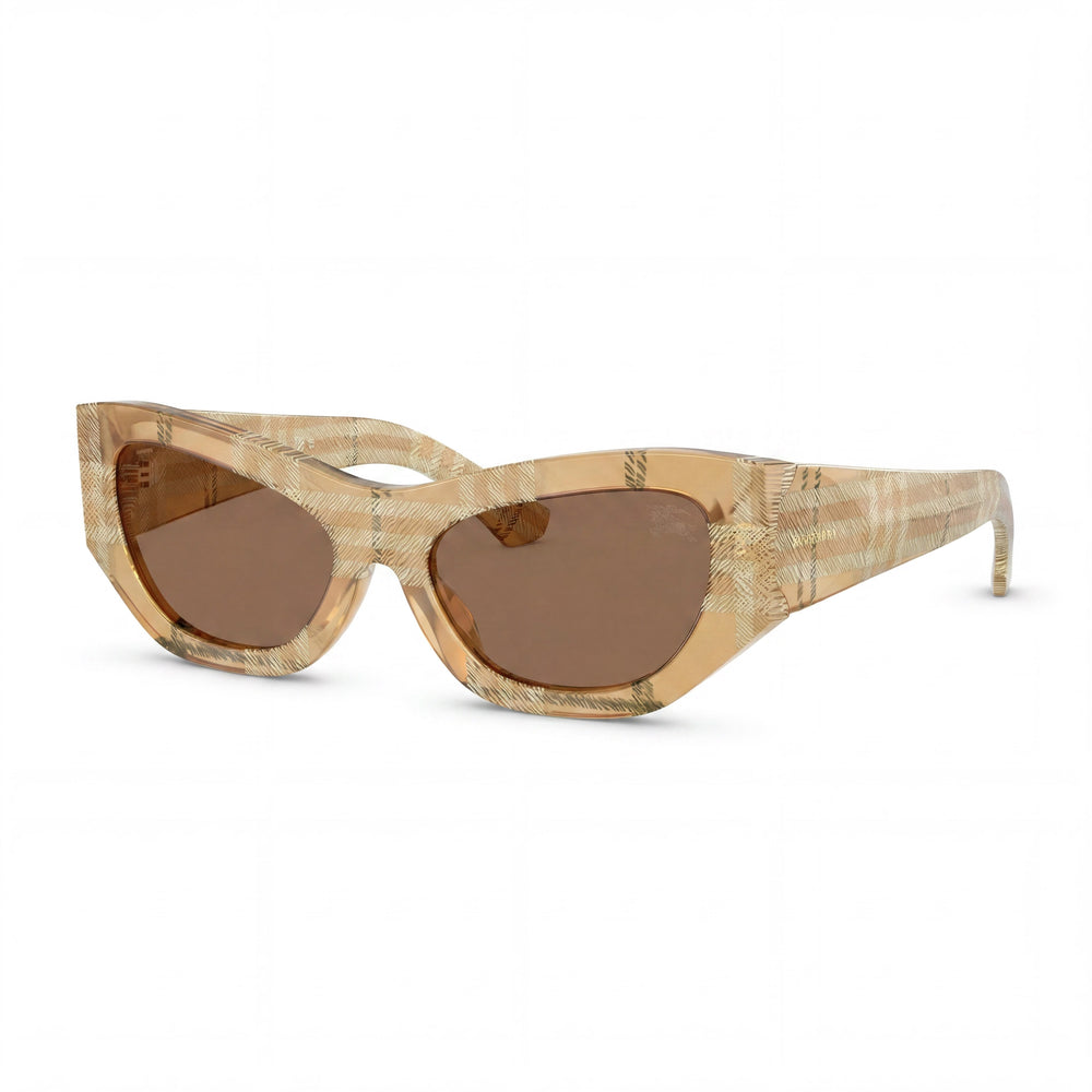 BURBERRY Modern Unisex Sunglasses, Beige Frame, Check Beige Non-Polarized Lenses (19mm Bridge, 145mm Temple)