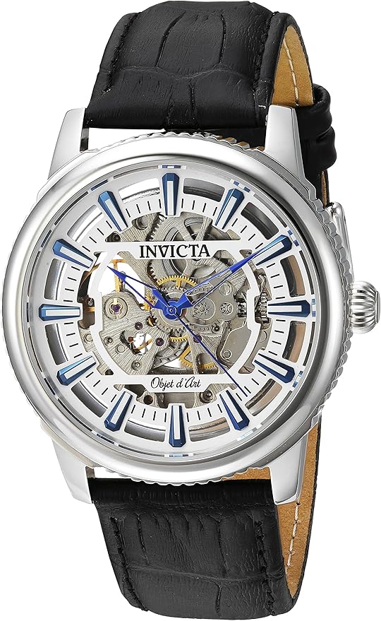 Invicta 22610 Men's Objet D Art Automatic Stainless Steel and Leather Casual Black Watch