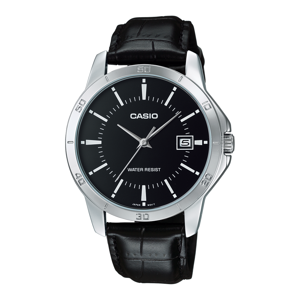 Casio Men's Quartz Watch with Genuine Leather Strap (MTP-V004L-1A)