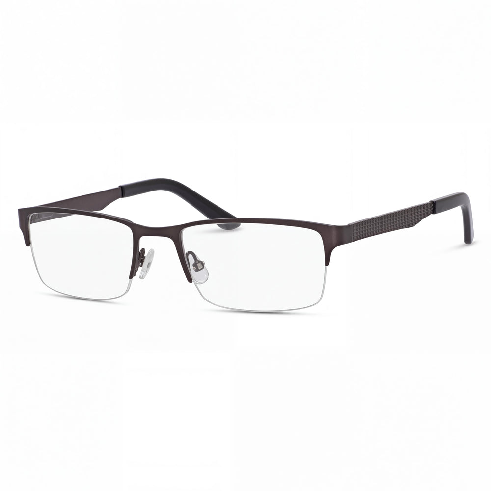 Adensco 115 Semi Matte Dark Ruthenium Rectangle Eyeglasses for Men, Acetate frame
