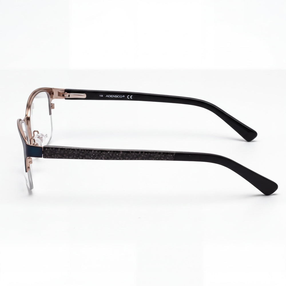 Adensco 200 Oval Eyeglasses Men — side view, Blue Metal temples