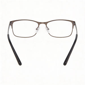 Adensco Rectangle Eyeglasses Men — side view, Matte Ruthenium temples