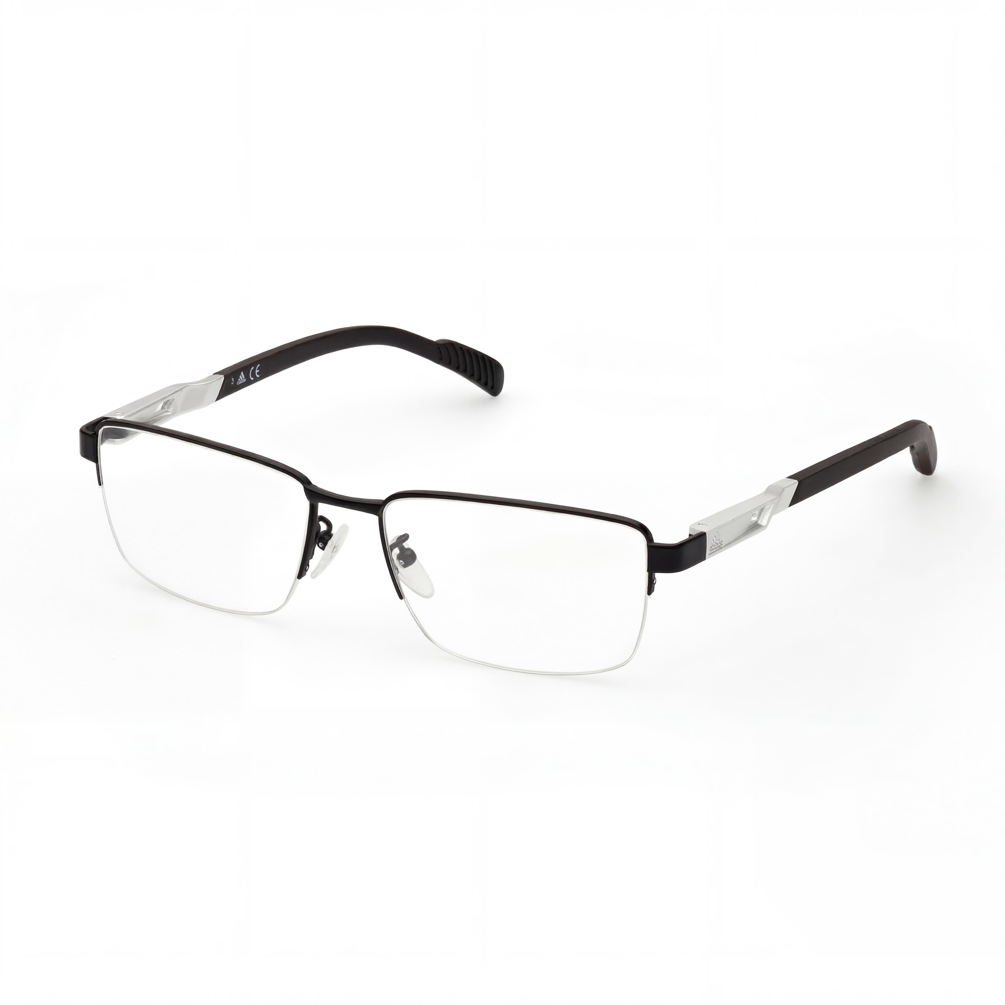 Adidas Black Rectangle Eyeglasses for Men, Metal, Photo 1