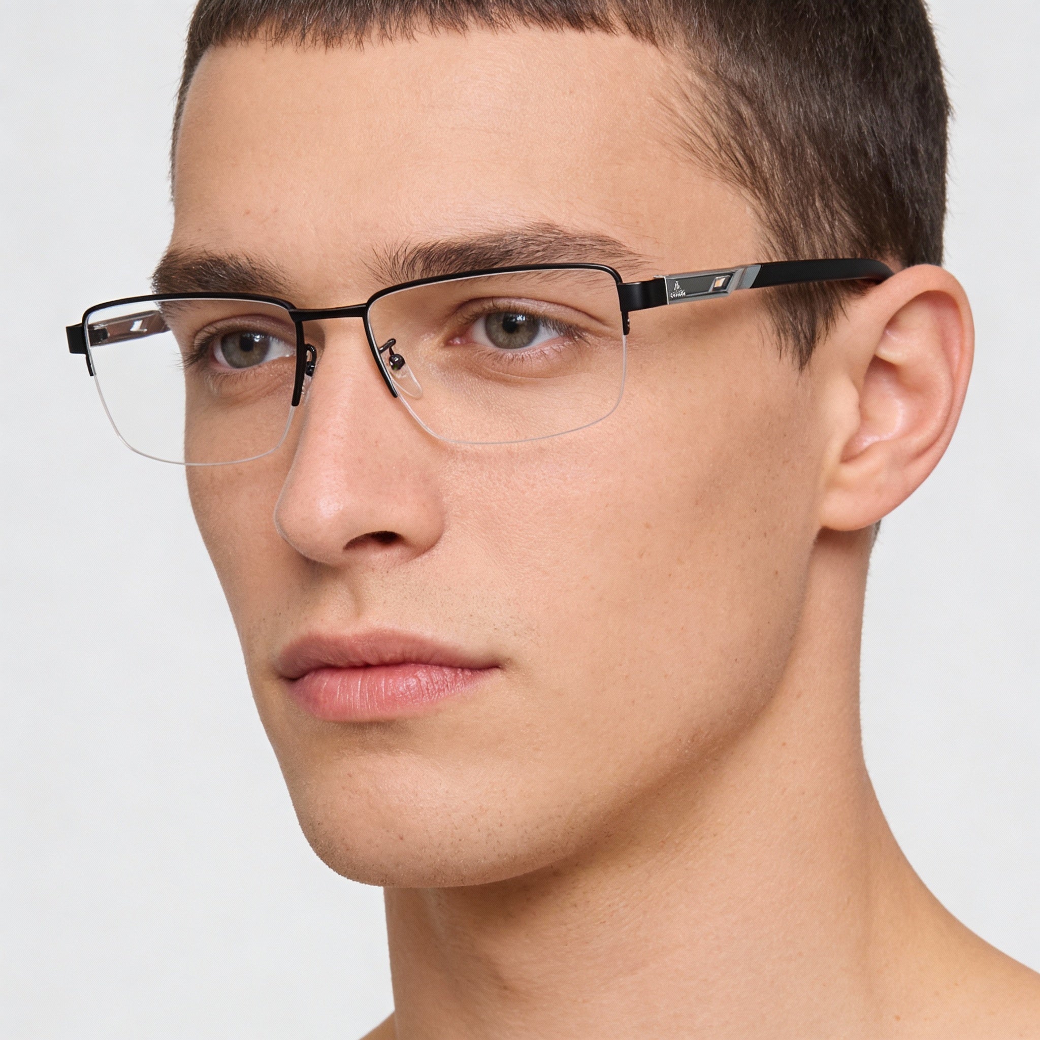 Adidas Black Rectangle Eyeglasses for Men, Metal, Photo 4