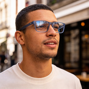 Adidas Casual Rectangle Eyeglasses for Men — interior view, Polycarbonate demo lenses