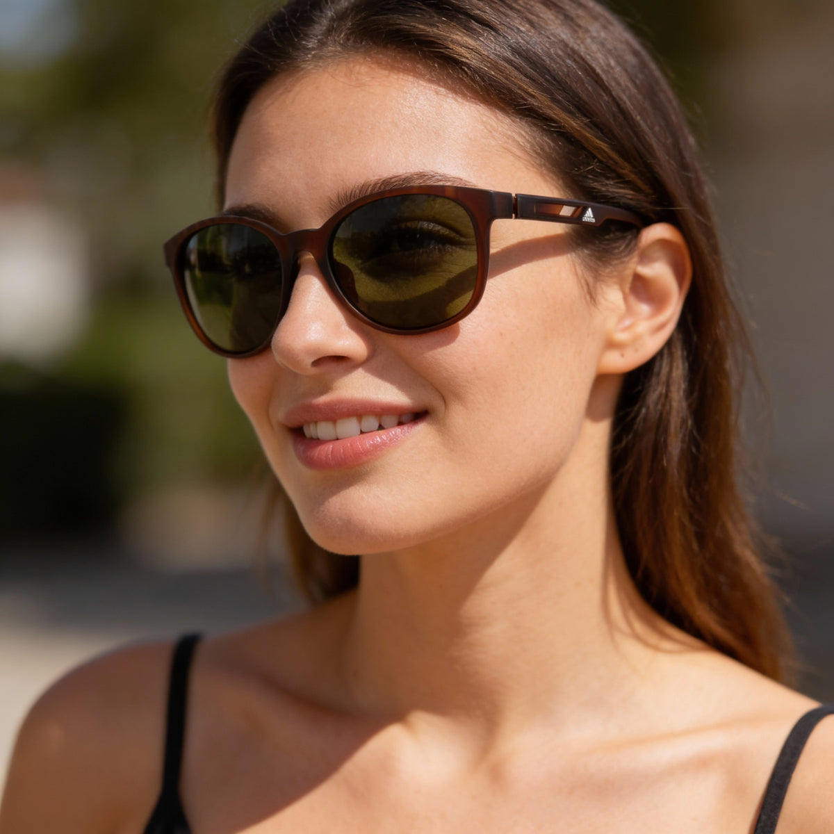 Adidas Classic SP0011 Matte Dark Brown Green Square Sunglasses Unisex, 58mm, Photo 4