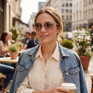 Adidas Classic Rectangle Sunglasses Women — side view, Non-Polarized Brown Mirror lens