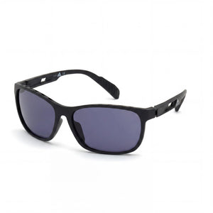 adidas Contemporary Matte Black Rectangle Sunglasses for Men, Maroon lens