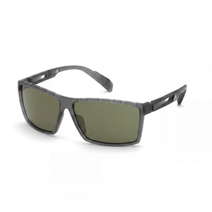 Adidas Injected Gray Rectangle Sunglasses for Men, Green lens