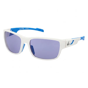 adidas Modern White Shield Sunglasses for Men, Blue Mirror lens