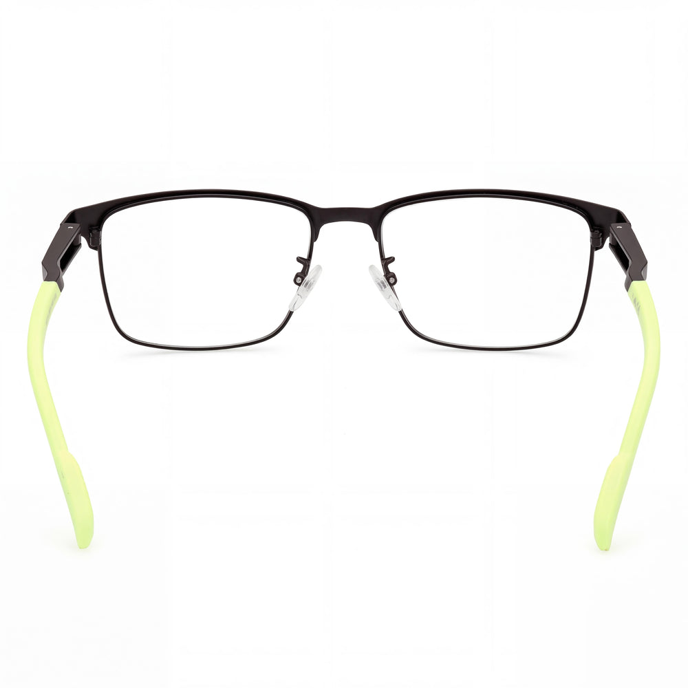 Adidas Navigator Rectangle Eyeglasses Men — side view, Black Metal temples