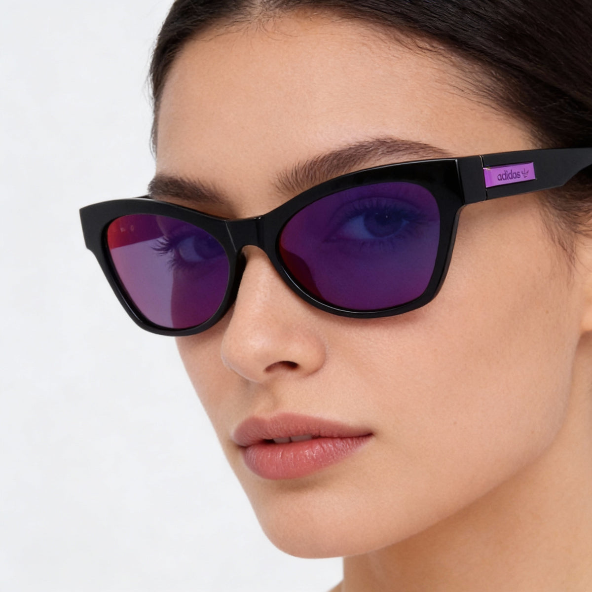 Adidas OR0010 Shiny Black Cat Eye Sunglasses for Women, 54mm, Photo 4