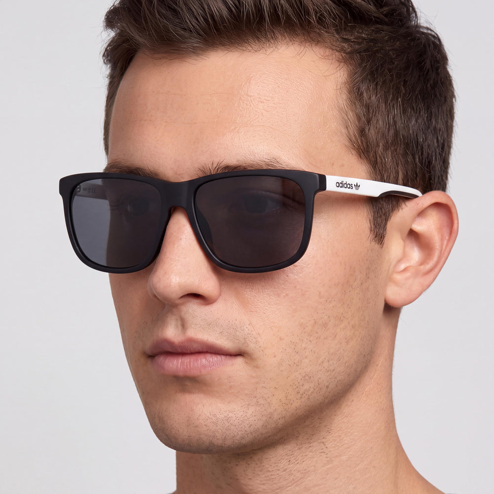 Adidas Comtemporary Rectangle Sunglasses Men — side view, Non-Polarized Mirrored Smoke lens