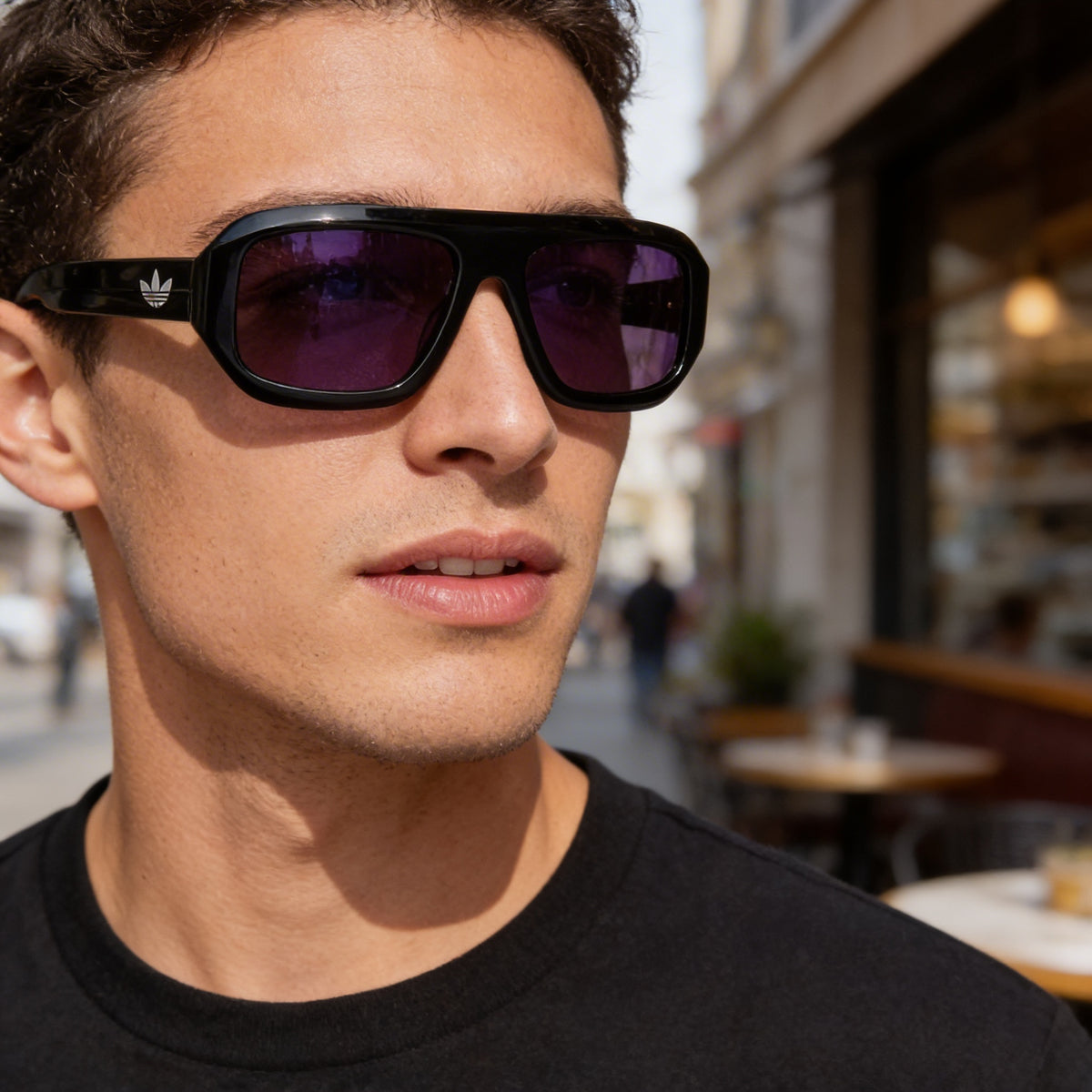 Adidas Or0131 Shiny Black Rectangle Sunglasses for Men, 58mm, Photo 4