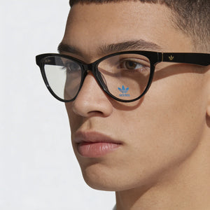 Adidas Originals Cat Eye Eyeglasses Men — side view, Black Acetate temples