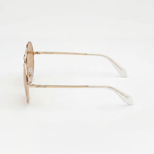Adidas Originals Contemporaneo Round Sunglasses Women — side view, Non-Polarized Brown Mirror lens