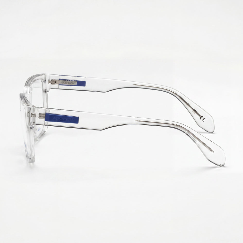 Adidas Originals Modern Rectangle Eyeglasses Men — side view, Clear Plastic temples