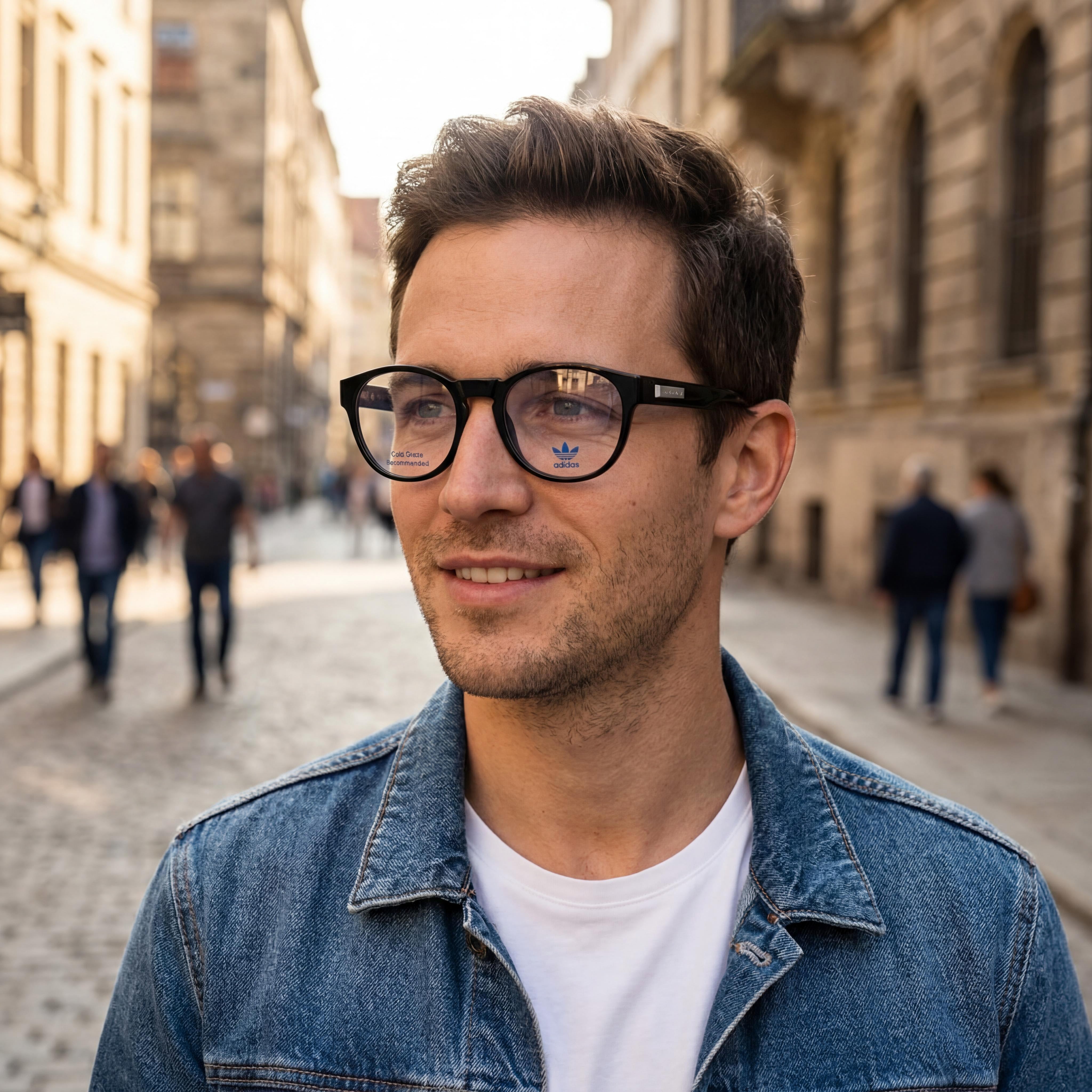Adidas Originals Or5006 Black Round Eyeglasses for Men, Injected 54mm, Photo 5