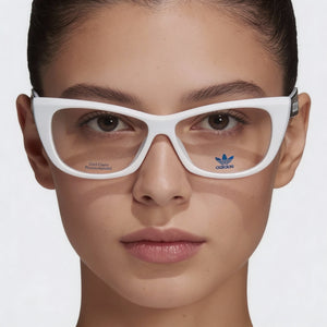 Adidas Originals OR5010 Cat Eye Eyeglasses Women — side view, White Injected temples