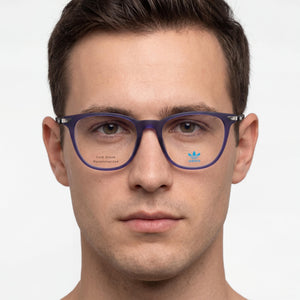 Adidas Originals OR5031 Square Eyeglasses Men — side view, Blue Plastic temples