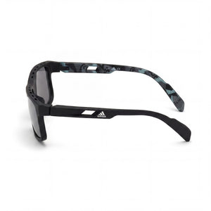 Adidas SP002302C58 Rectangle Sunglasses Men — side view, Non-Polarized Smoke Mirror lens
