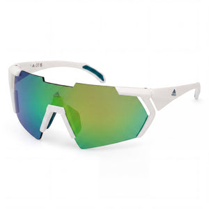Adidas SP0064 White Rectangle Sunglasses for Men, Green lens