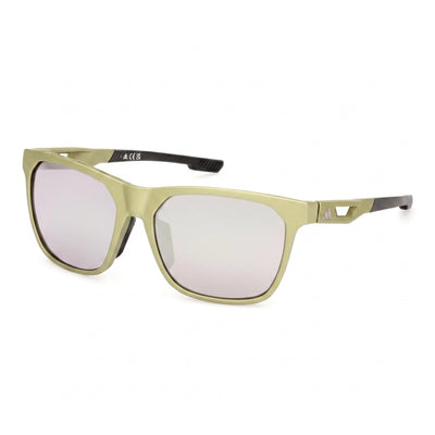 Adidas SP0091 Green Rectangle Sunglasses Unisex, Green lens