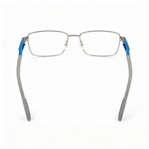 Adidas SP5025 Rectangle Eyeglasses Men — side view, Silver Metal temples