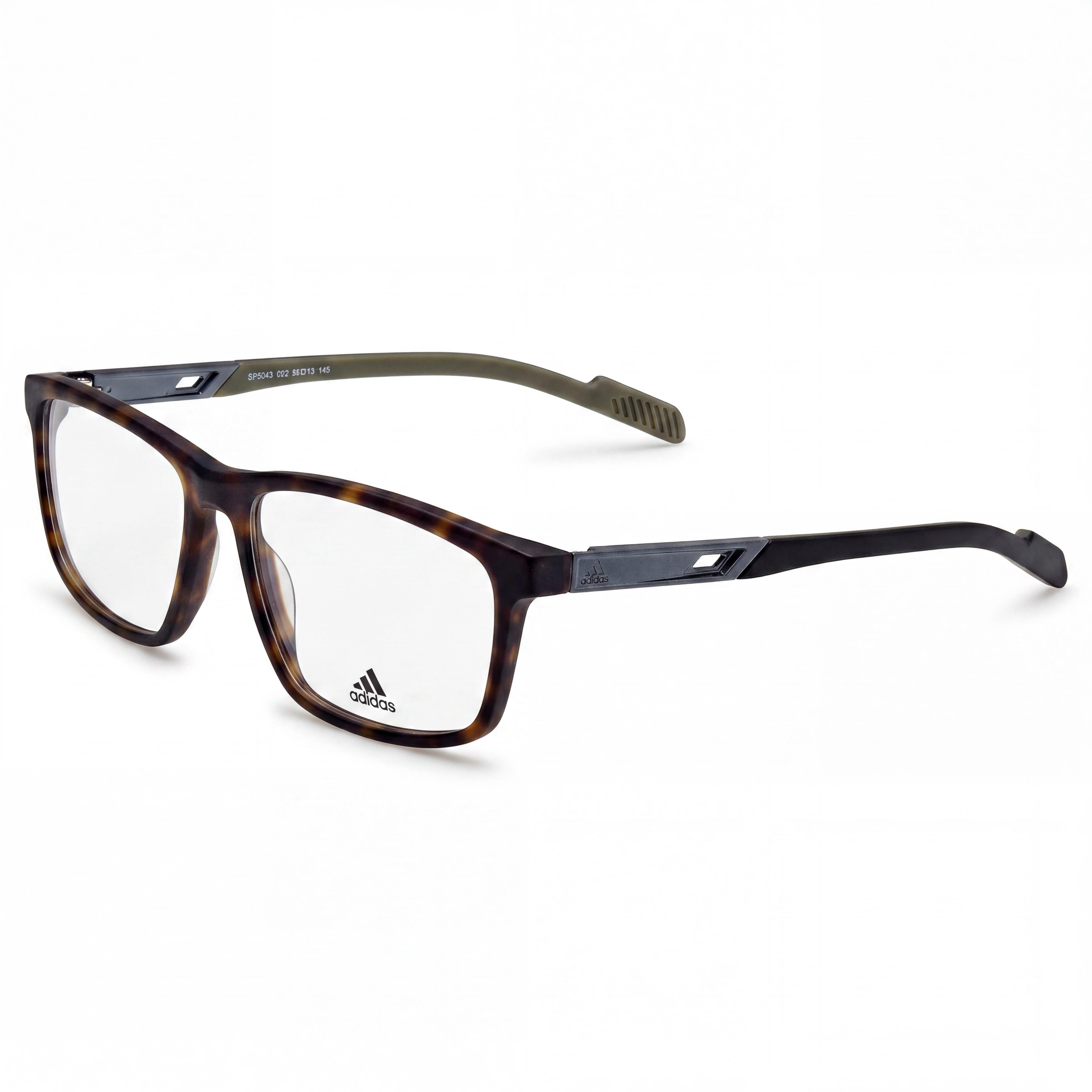 Adidas SP5043 Havana Rectangle Eyeglasses for Men, Plastic 55mm, Photo 1