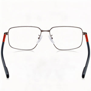 Adidas SP5049 Rectangle Eyeglasses Men — side view, Matte Gunmetal Metal temples