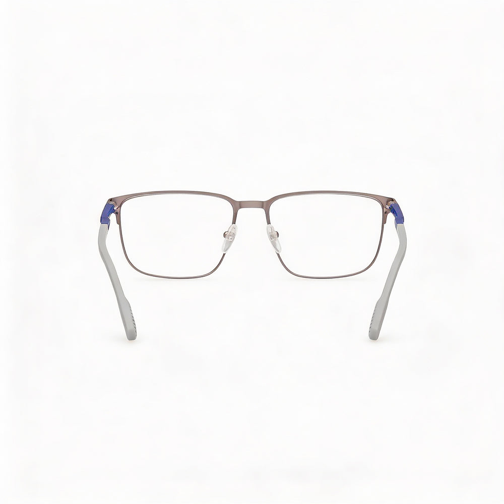 Adidas SP5074 Rectangle Eyeglasses Unisex — side view, Gray Metal temples