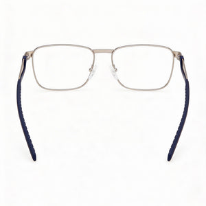 Adidas SP5098 Rectangle Eyeglasses Unisex — side view, Silver Plastic temples