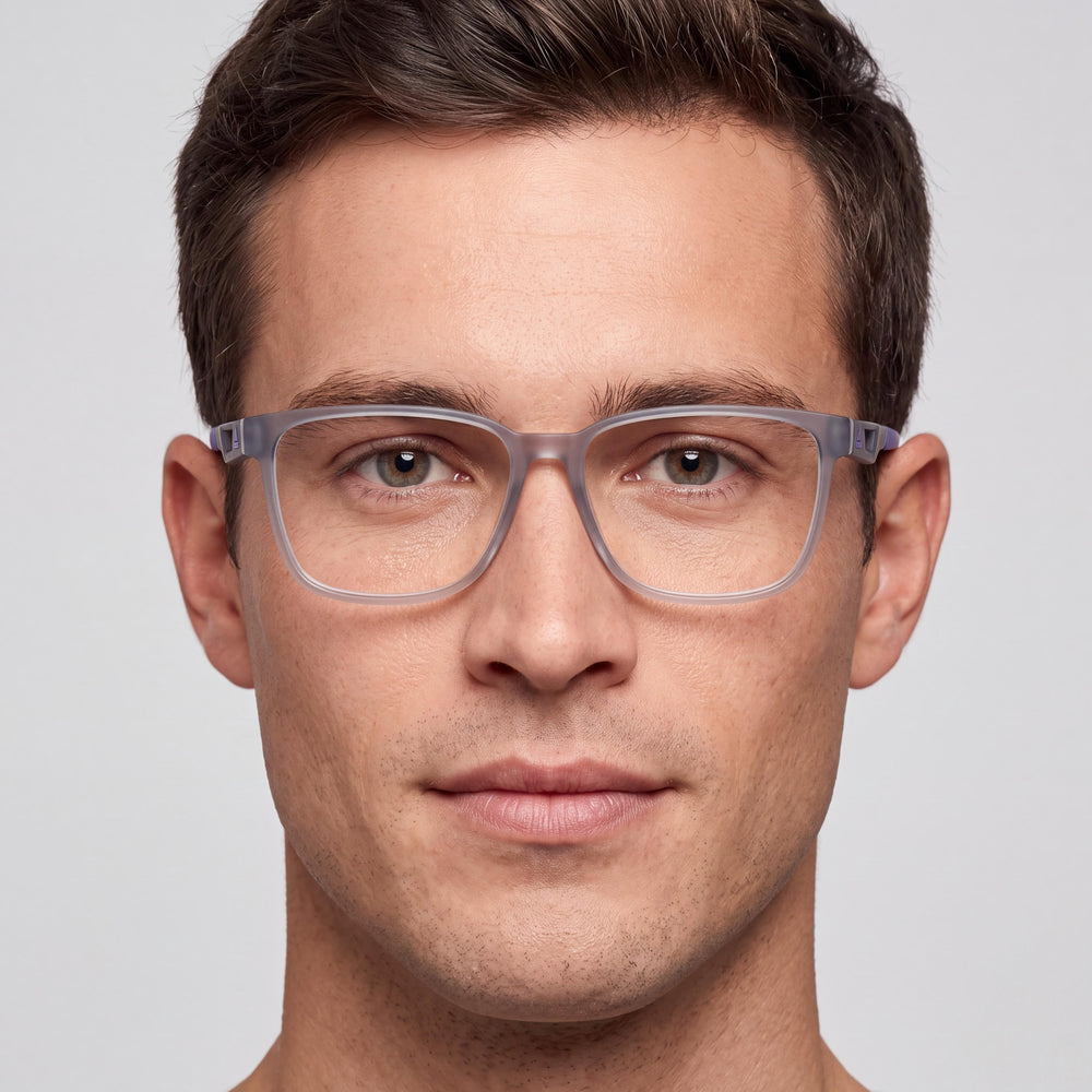 Adidas Sport SP5073 Round Eyeglasses Men — side view, Grey Plastic temples