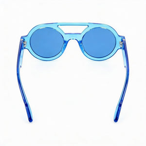 Adidas Sports Round Sunglasses Unisex — side view, Non-Polarized Blue lens