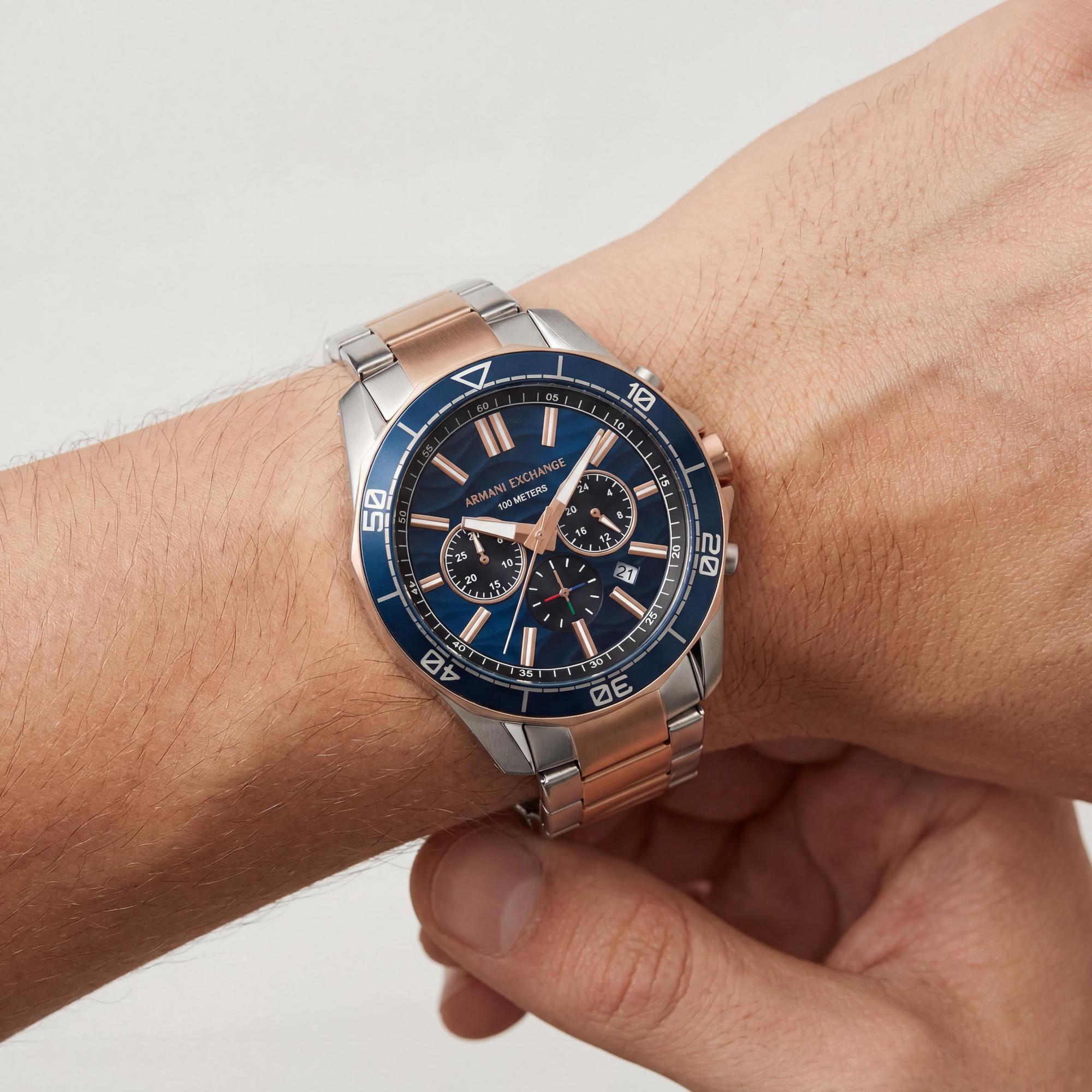 Reloj cronógrafo Armani Exchange para hombre, esfera azul de 44 mm, Photo 3