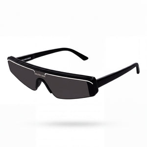 Balenciaga BB0003S Black Rectangle Sunglasses for Women, Gray lens