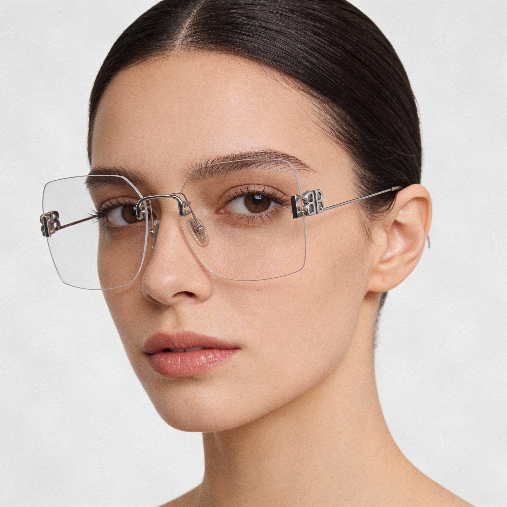 Balenciaga BB0113O-002 Silver Square Eyeglasses for Women, Photo 4
