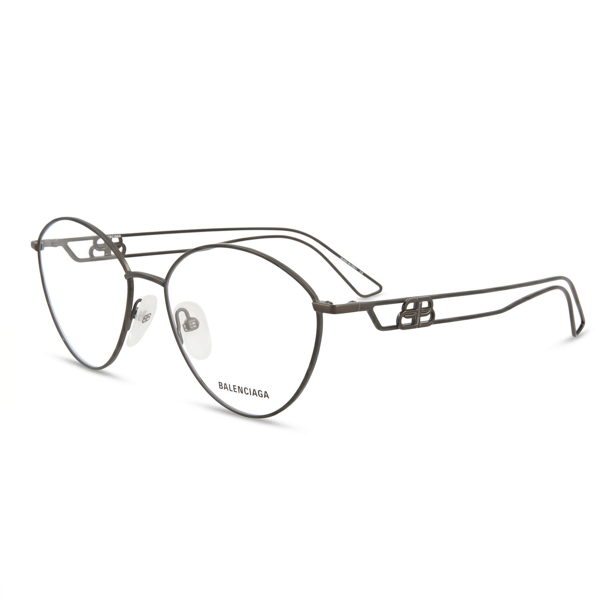 Balenciaga Grey Round Eyeglasses Unisex, Metal 55mm, Photo 1
