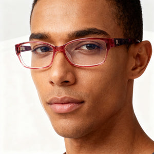Banana Republic Banana Republic Buffy 0JZU 00 Rectangle Eyeglasses Men — side view, Pink Plastic temples