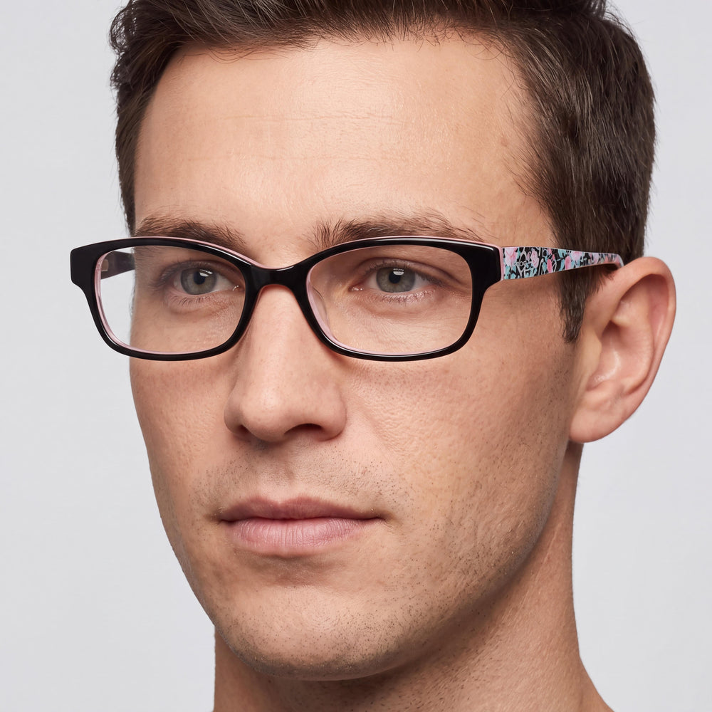 Bebe Bb5183 Rectangle Eyeglasses Men — side view, Black Metal temples