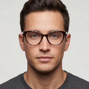 Bebe BB5189 Cat Eye Eyeglasses Men — side view, Havana Metal temples