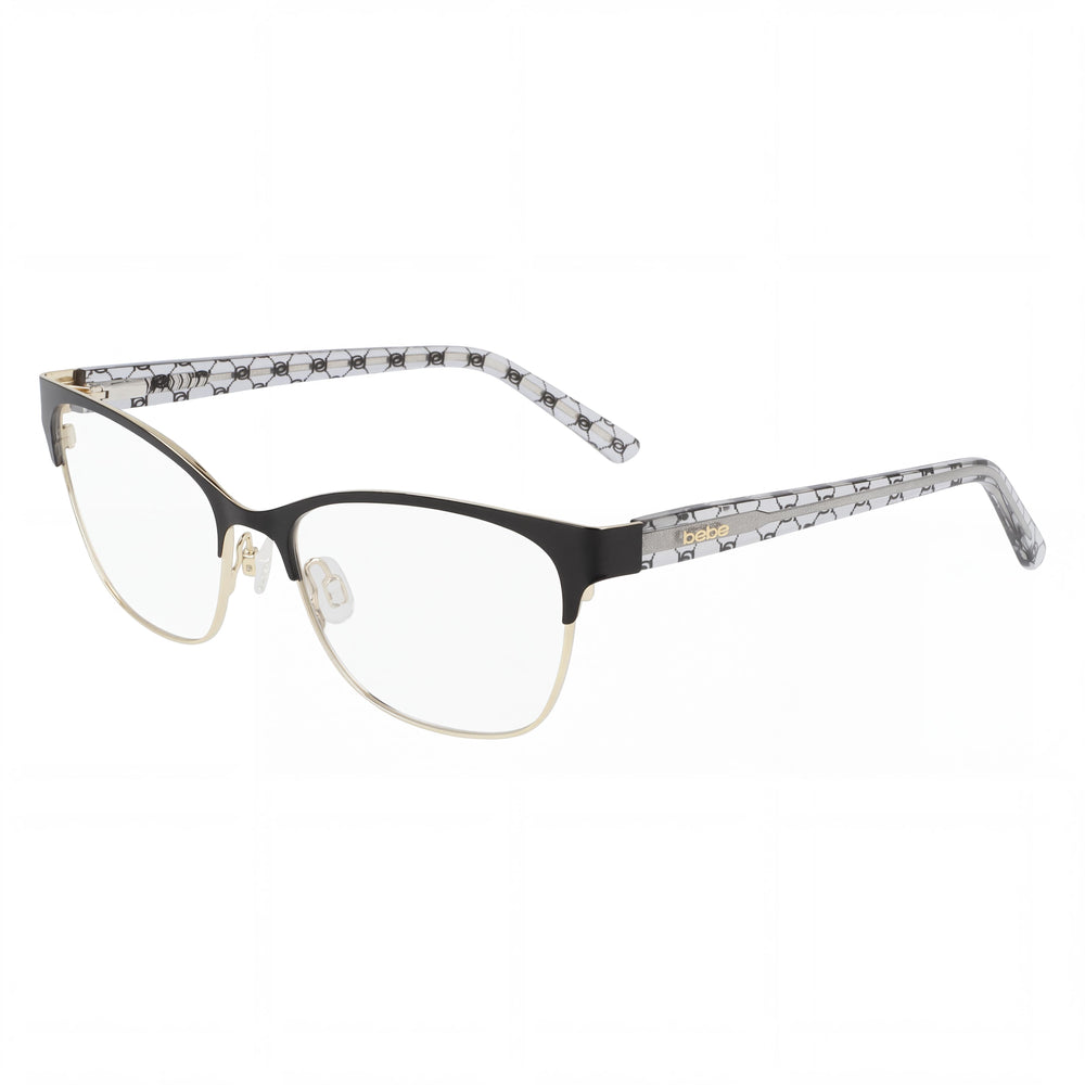 Bebe BB5196 Jet Black Rectangle Eyeglasses for Men, Plastic frame