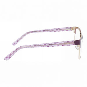 Bebe Bb5196 Rectangle Eyeglasses Men — side view, Plum Metal temples
