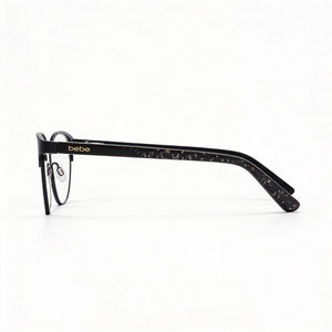 Bebe Bb5202 Cat Eye Eyeglasses Men — side view, Black Metal temples