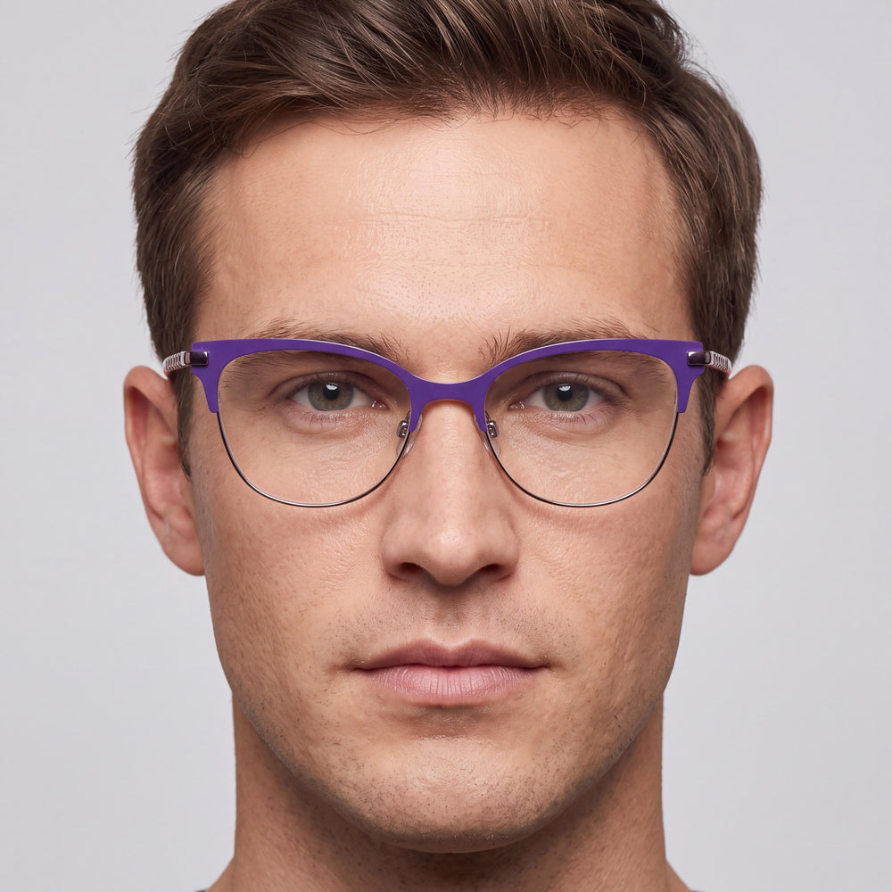 Bebe Bb5224 Rectangle Eyeglasses Men — side view, Violet Metal temples