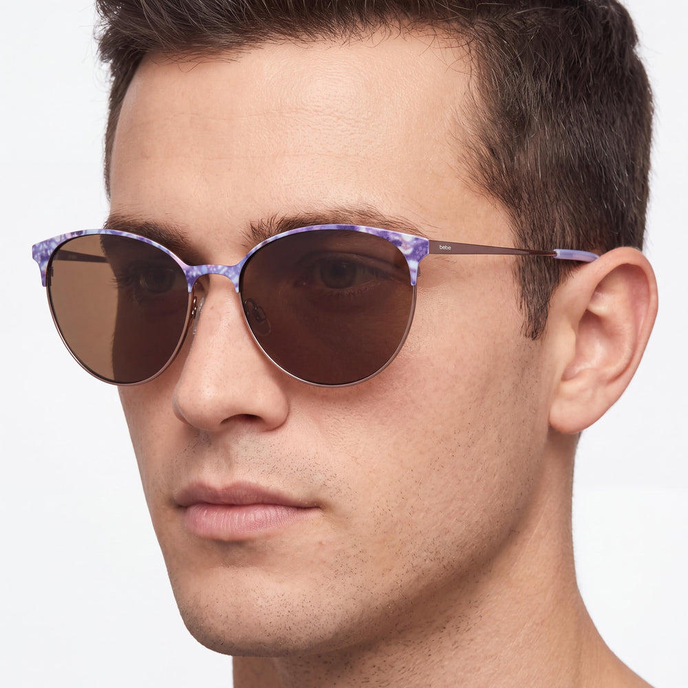 Bebe Bb7244 Cat Eye Sunglasses Men — side view, Non-Polarized Rose Gold lens