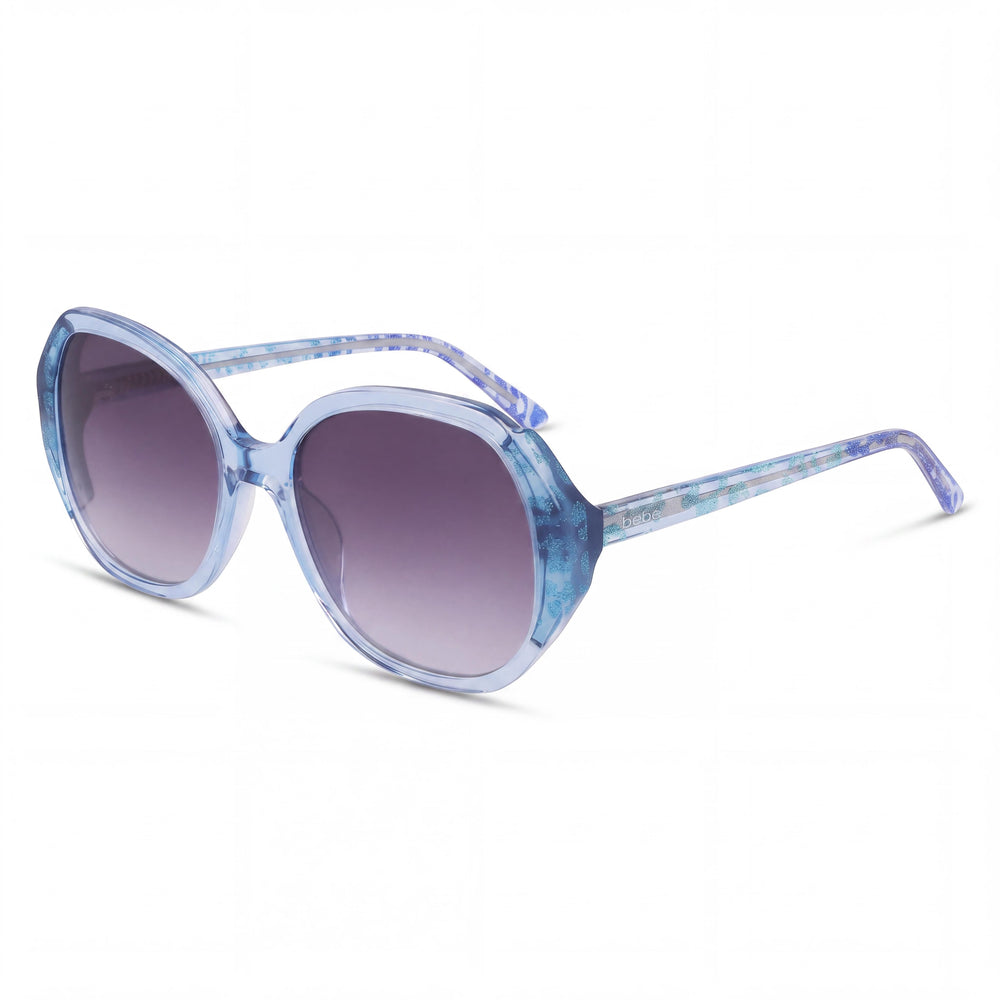 Bebe Bb7245 Blue Animal Square Sunglasses for Women, Blue lens