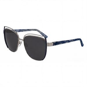 Bebe Classic Silver Cat Eye Sunglasses for Women, Multicolor lens