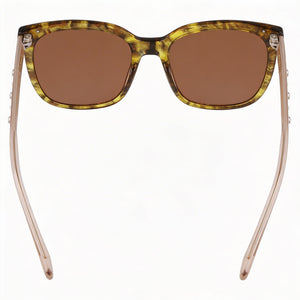 Bebe Rectangle Sunglasses Women — side view, Non-Polarized Acetate lens